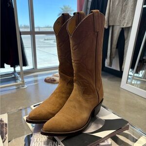 Tony Lama Tan Suede Western Boots